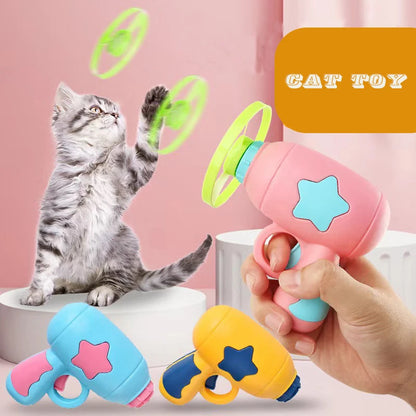 1 Set Cat Toy Interactive Pet Play Training Launcher 15pcs Flying Discs With Slight Sound Kitten Playing Toy Pet Cat Accessories