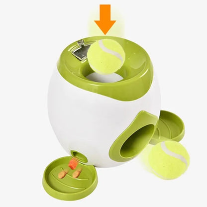 Pet Interactive Toy 2 in 1 Tennis Ball Throwing Training Food Reward Machine Dog Interactive Training Smart Automatic Feeder