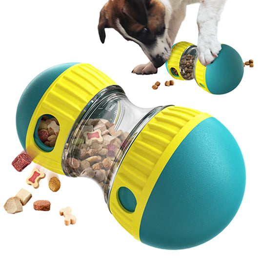 Slow Feeding Indoor Training Dog Toy Puzzle Exercise Rolling Food Dispenser Interactive Chase Barbell Toy Snacks Dispensing Toys