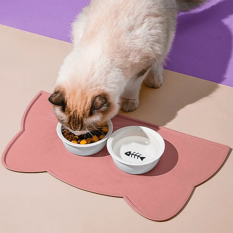 Silicone Pet Feeding Dog Cat Bowl Food Mat Non-Stick Waterproof Pet Food Feeding Pad Puppy Feeder Tray Water Cushion Placemat